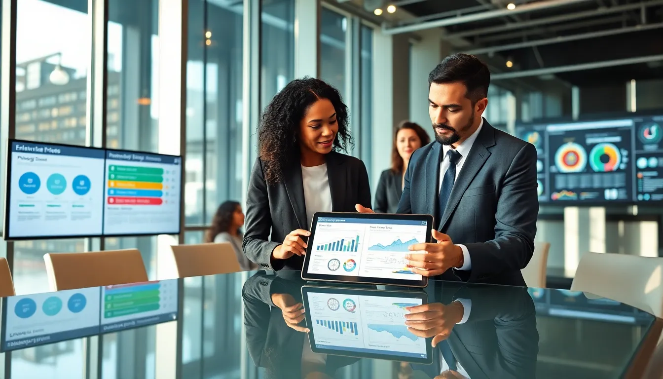 professionals discussing enterprise software pricing models in a modern office.