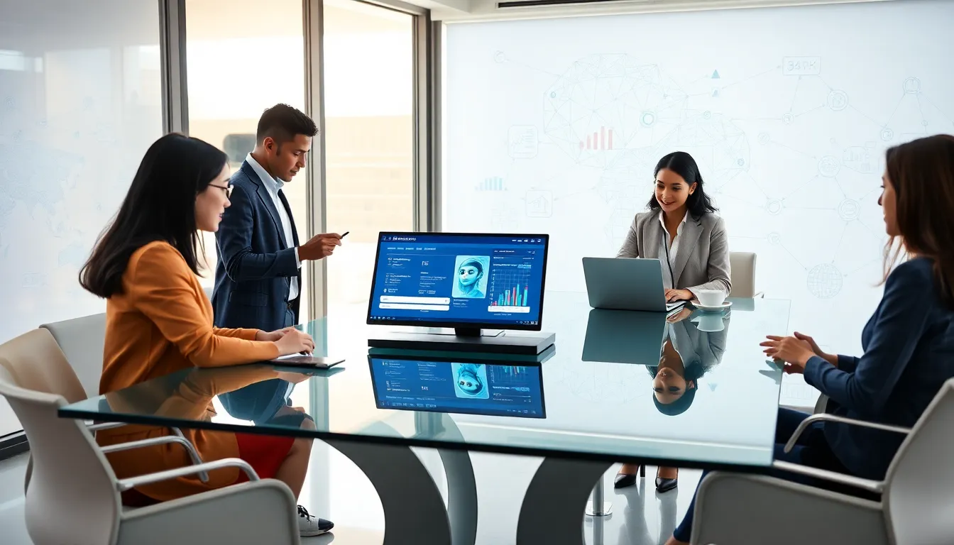 diverse team collaborating on AI and machine learning in a modern office.